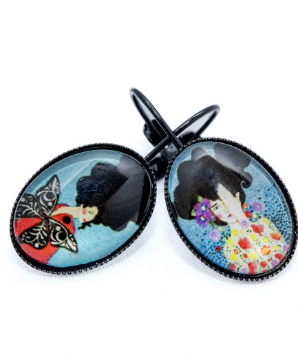 Pendientes ovalados negros Pelo Largo