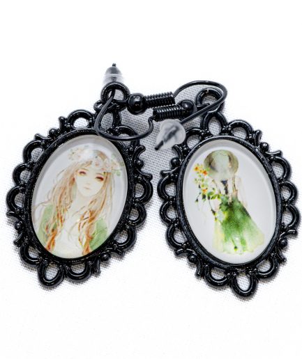 Pendientes ovalados negros Joven
