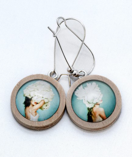 Pendientes Mujer Flores grandes de madera