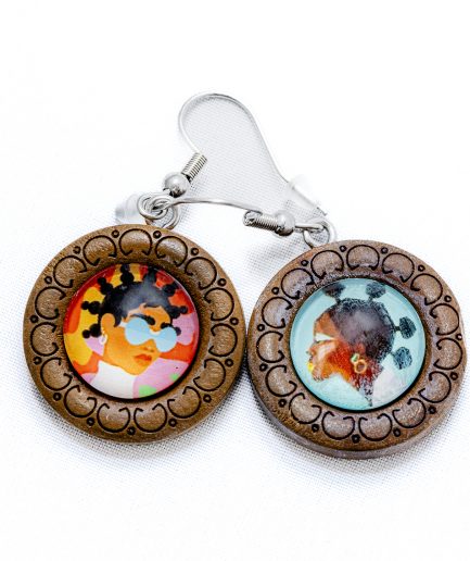 Pendientes Mujer Africana grandes de madera