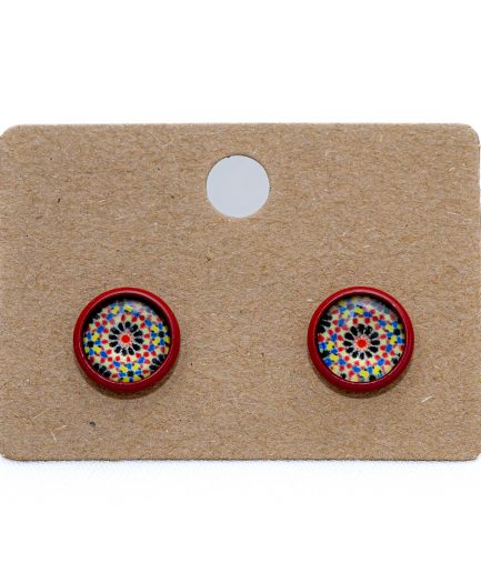 Pendientes Botón rojos espiral
