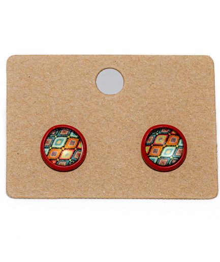 Pendientes Botón rojos espiral 2