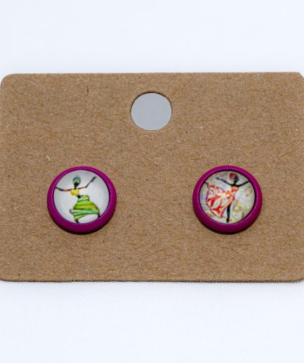 Pendientes Botón rosa africano 2