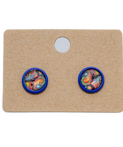 Pendientes Botón azul mandala 3