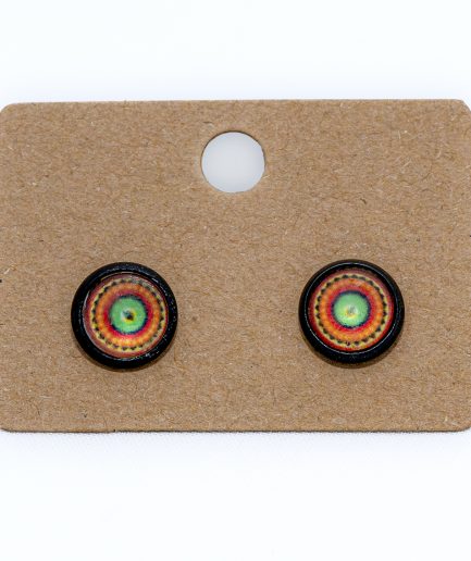 Pendientes Botón negro espiral