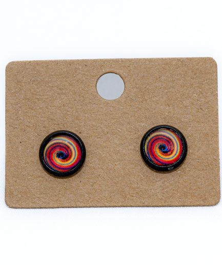 Pendientes Botón negro espiral 2